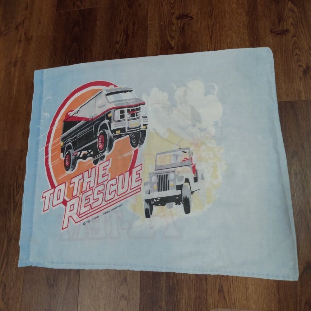 Vintage 80s The A Team Pillow Case TV Show Mr. T Double Sided Retro - Picture 2 of 4